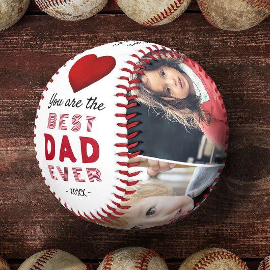 Bester Vater Rotes Herz 4 Foto Collage Baseball