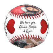 Bester Vater Rotes Herz 4 Foto Collage Baseball (Rückseite)