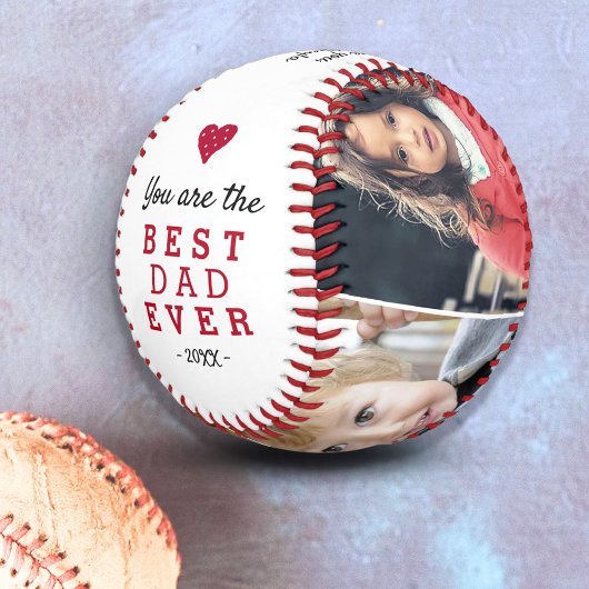 Bester Vater Rotes Herz 4 FotoCollage Baseball