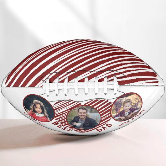 Bester Vater Rotes Herz Vatertag 3 FotoCollage Football