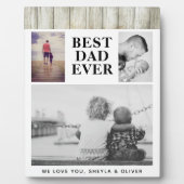 Bester Vater Rustikales Holz 3 Foto Collage Fotoplatte (Vorderseite)