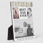 Bester Vater Rustikales Holz 3 Foto Collage Fotoplatte (Seite)