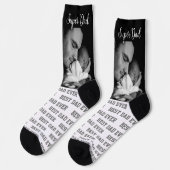 Bester VATER Schwarz & Weiß Modernes Foto mit Typo Socken (Linkes Detail)