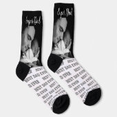 Bester VATER Schwarz & Weiß Modernes Foto mit Typo Socken (Rechts)