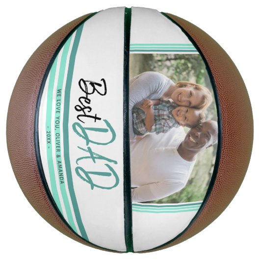 Bester Vater Turquoise Moderne Typografie Familie Basketball (Vertikal)