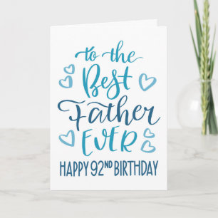 Bester Vater überhaupt 92. Geburtstag-Typografie i Karte