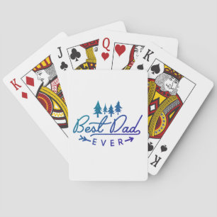 Bester Vater überhaupt Blaue Typografie mit Bäumen Spielkarten