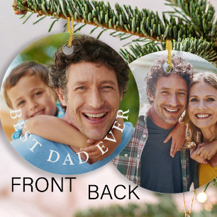 Bester Vater überhaupt doppelseitige 2-Foto-Erinne Keramik Ornament