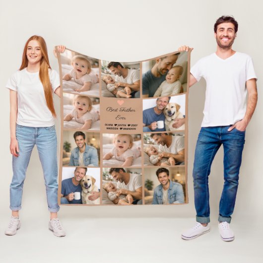 Bester Vater überhaupt Fotocollage | Personalisier Fleecedecke (Beispiel)