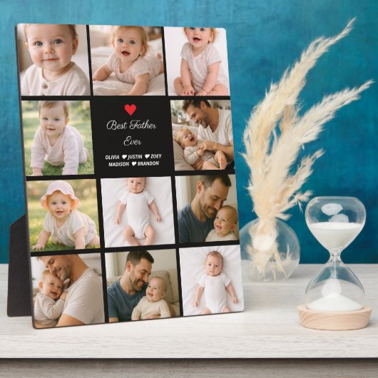 Bester Vater überhaupt Fotocollage | Personalisier Fotoplatte (Seite)