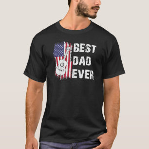 Bester Vater überhaupt Gitarre US-Flagge T-Shirt