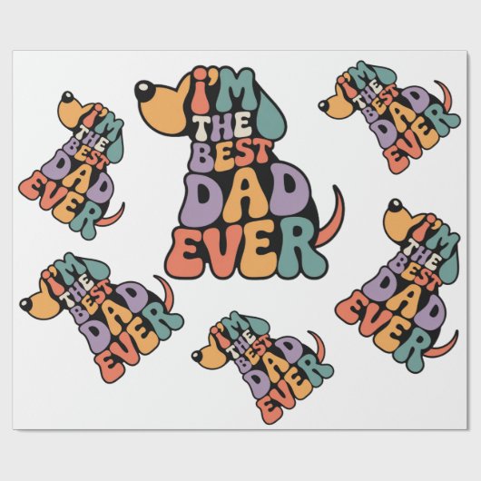 Bester Vater überhaupt Hund Grafik Geschenkpapier (Flach)