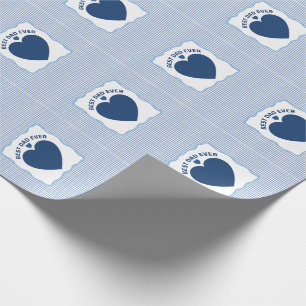 Bester Vater überhaupt, marineblaue Herz-Streifen- Geschenkpapier