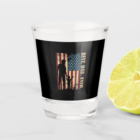 Bester Vater überhaupt mit uns Amerikanische Flagg Schnapsglas (Vorderseite)