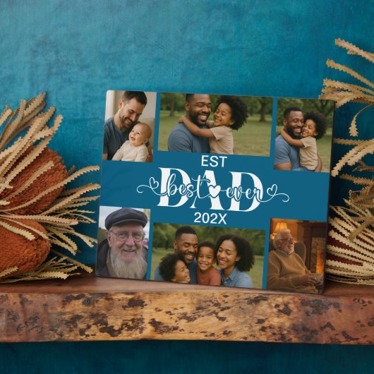 Bester Vater überhaupt – Personalisierte Fotocolla Fotoplatte (Seite)