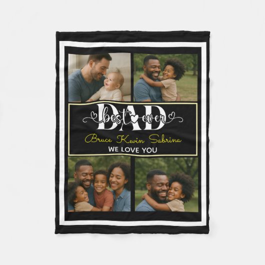 Bester Vater überhaupt personalisierte Fotocollage Fleecedecke (Vorderseite)