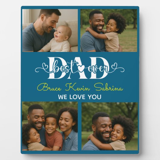 Bester Vater überhaupt personalisierte Fotocollage Fotoplatte (Vorderseite)