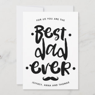 Bester Vater überhaupt Schwarze Schrift Schnurrbar Feiertagskarte