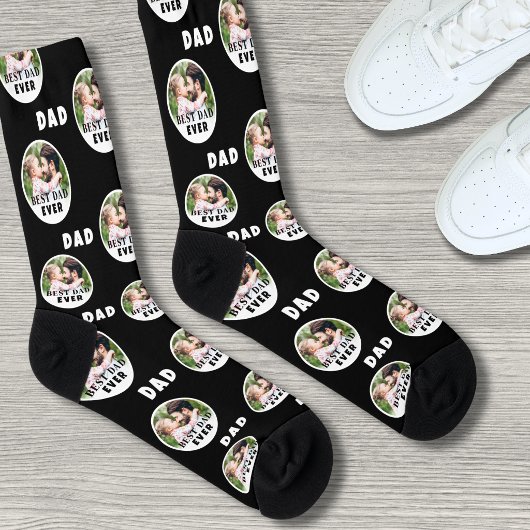 Bester Vater überhaupt Schwarzes Foto Socken