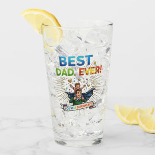 Bester Vater überhaupt Superheld Vatertag Illustra Glas