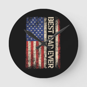Bester Vater überhaupt US-amerikanische Flagge Ges Runde Wanduhr