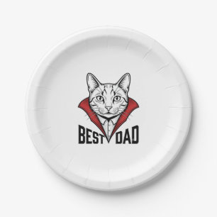 Bester Vater Vampir Katze Vintage Gravur Design_1 Pappteller