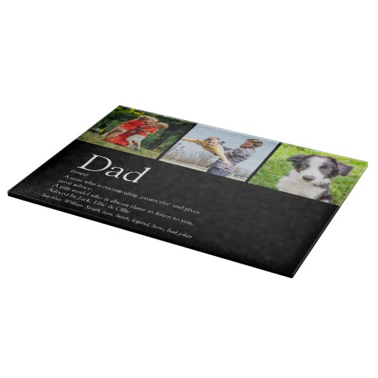 Bester Vater Vater Definition Foto Schwarz Schneidebrett (Ecke)