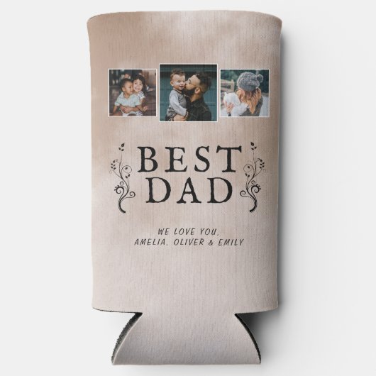 Bester Vater VaterFoliage Custom 3 FotoCollage Selters Dosenkühler (Vorderseite)