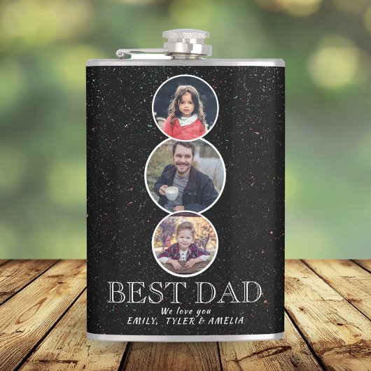 Bester Vater Vatertag 3 Oval Foto Collage Flachmann