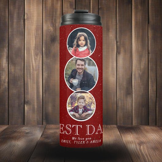 Bester Vater Vatertag 3 Oval Foto Collage Thermosbecher