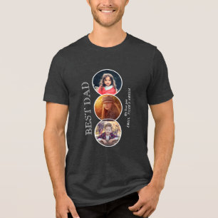 Bester Vater Vatertag 3 Oval Foto Collage Tri-Blend Shirt
