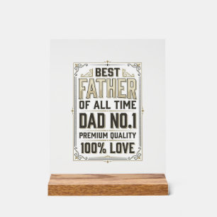 Bester Vater Vintage Gravur Typografisches Hemd De Acrylschild