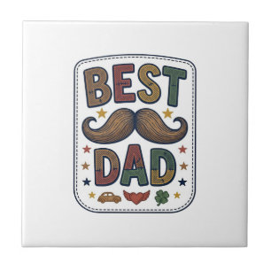 Bester Vater Vintage Schnurrbart Vektor Vater Desi Fliese