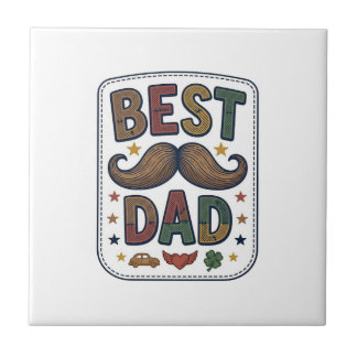 Bester Vater Vintage Schnurrbart Vektor Vater Desi Fliese