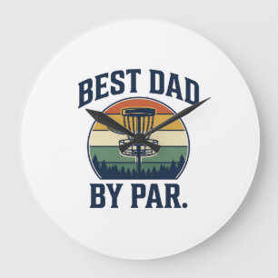 Bester Vater von Par Disc Golf Vintage-Sunset-Desi Große Wanduhr