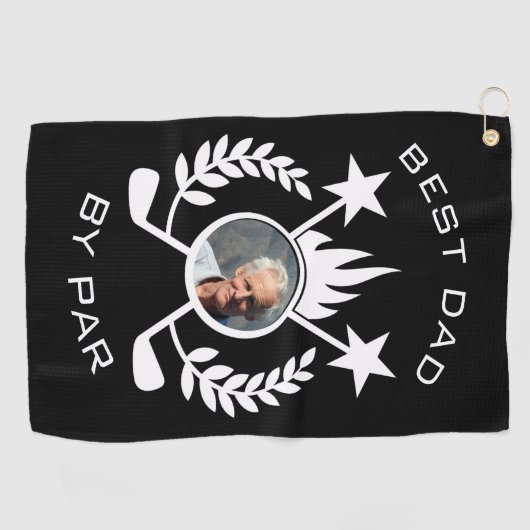 Bester Vater von Par Foto Vater's Gift Golf Handtu Golfhandtuch (Horizontal)
