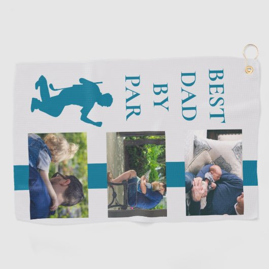 Bester Vater von Par Golf Vater Foto Geschenk Golfhandtuch (Horizontal)