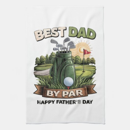 Bester Vater von Par Golf-Vater Lustig Geschirrtuch (Vertikal)