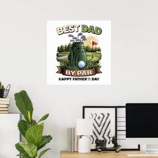 Bester Vater von Par Golf-Vater Lustig Poster (Heimbüro)