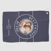 Bester Vater von Par Golfer Foto Geschenk blau Golfhandtuch (Horizontal)