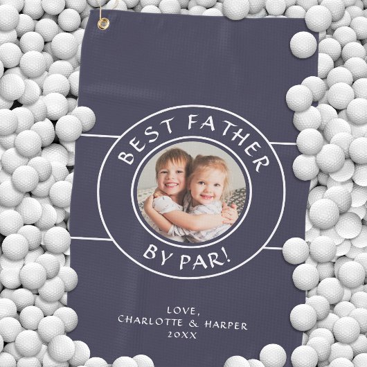 Bester Vater von Par Golfer Foto Geschenk blau Golfhandtuch