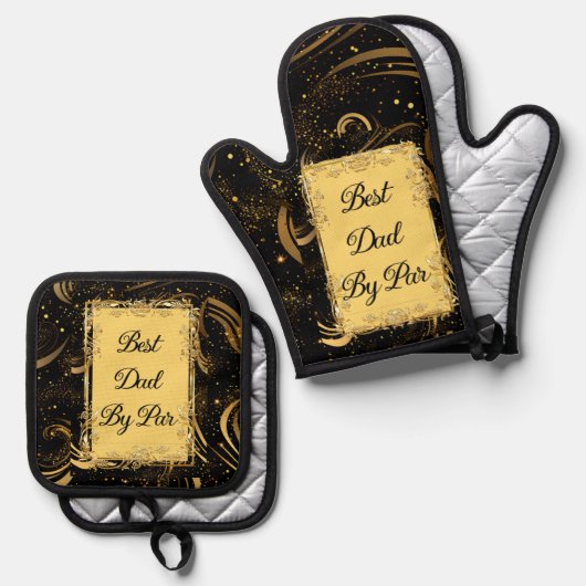 Bester Vater von Par Moderne Kalligraphie, seidig Ofenhandschuh & Topflappen-Set (Vorderseite/Rückseite)