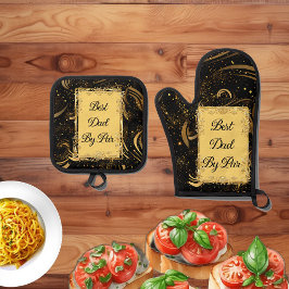 Bester Vater von Par Moderne Kalligraphie, seidig  Ofenhandschuh & Topflappen-Set