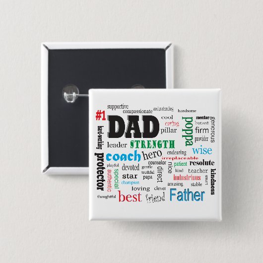 Bester Vater Word Cloud Button (Vorne & Hinten)