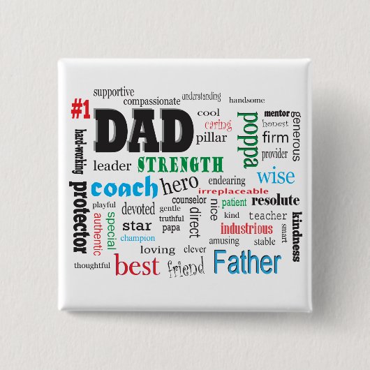 Bester Vater Word Cloud Button (Vorderseite)