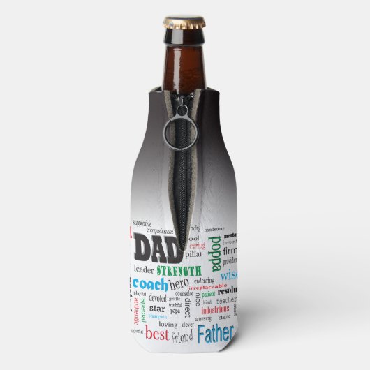 Bester Vater Word Cloud Flaschenkühler (Flasche Rückseite)