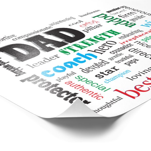Bester Vater Word Cloud Fotodruck (Ecke)