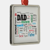 Bester Vater Word Cloud Silbernes Ornament (Rechts)