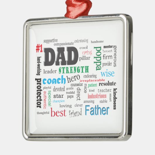 Bester Vater Word Cloud Silbernes Ornament (Links)