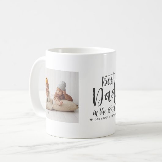 Bester Vater | Zwei-handgeschriebene FotoCollage Kaffeetasse (Vorderseite Links)